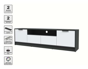 ТУМБА КТ-ТВ4-50 (АНТРАЦИТ ЛДСП/ БЕЛЫЙ ПЛАТИНУМ ЛДСП) Ш1800 В495 Г355