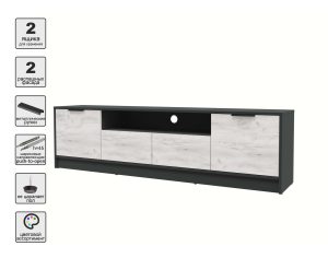 ТУМБА КТ-ТВ4-50 (АНТРАЦИТ ЛДСП/ ДУБ БЕЛЫЙ ЛДСП) Ш1800 В495 Г355