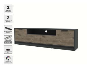 ТУМБА КТ-ТВ4-50 (АНТРАЦИТ ЛДСП/ ДУБ ВЕЛЛИНГТОН ЛДСП) Ш1800 В495 Г355