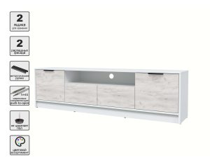 ТУМБА КТ-ТВ4-50 (БЕЛЫЙ ЛДСП/ ДУБ БЕЛЫЙ ЛДСП) Ш1800 В495 Г355