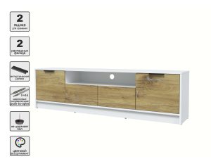 ТУМБА КТ-ТВ4-50 (БЕЛЫЙ ЛДСП/ ДУБ НОКС ЛДСП) Ш1800 В495 Г355