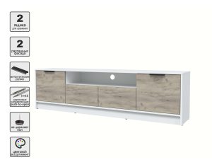 ТУМБА КТ-ТВ4-50 (БЕЛЫЙ ЛДСП/ ДУБ СЕРЫЙ ЛДСП) Ш1800 В495 Г355