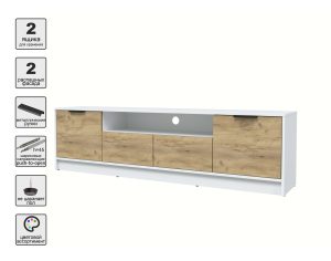 ТУМБА КТ-ТВ4-50 (БЕЛЫЙ ЛДСП/ ДУБ ЗОЛОТОЙ ЛДСП) Ш1800 В495 Г355