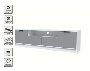 ТУМБА КТ-ТВ4-50 (БЕЛЫЙ ЛДСП/ СЕРЕБРО ЛДСП) Ш1800 В495 Г355