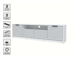 ТУМБА КТ-ТВ4-50 (БЕЛЫЙ ЛДСП/ СЕРЫЙ ЛДСП) Ш1800 В495 Г355