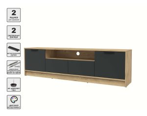 ТУМБА КТ-ТВ4-50 (ДУБ ЗОЛОТОЙ ЛДСП/ АНТРАЦИТ ЛДСП) Ш1800 В495 Г355