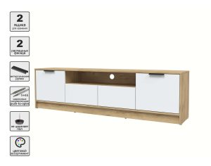 ТУМБА КТ-ТВ4-50 (ДУБ ЗОЛОТОЙ ЛДСП/ БЕЛЫЙ ПЛАТИНУМ ЛДСП) Ш1800 В495 Г355