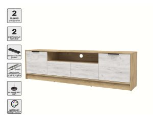 ТУМБА КТ-ТВ4-50 (ДУБ ЗОЛОТОЙ ЛДСП/ ДУБ БЕЛЫЙ ЛДСП) Ш1800 В495 Г355