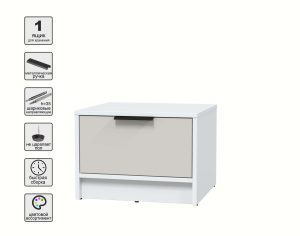 ТУМБА ПРИКРОВАТНАЯ КТ-ТК1-35 (БЕЛЫЙ ЛДСП/ ПЕРСИДСКИЙ ЖЕМЧУГ ЛДСП) Ш477 В348 Г451