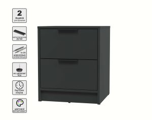 ТУМБА ПРИКРОВАТНАЯ КТ-ТК1-57 (АНТРАЦИТ ЛДСП/ АНТРАЦИТ ЛДСП) Ш477 В572 Г451