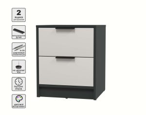 ТУМБА ПРИКРОВАТНАЯ КТ-ТК1-57 (АНТРАЦИТ ЛДСП/ ПЕРСИДСКИЙ ЖЕМЧУГ ЛДСП) Ш477 В572 Г451