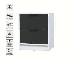 ТУМБА ПРИКРОВАТНАЯ КТ-ТК1-57 (БЕЛЫЙ ЛДСП/ АНТРАЦИТ ЛДСП) Ш477 В572 Г451