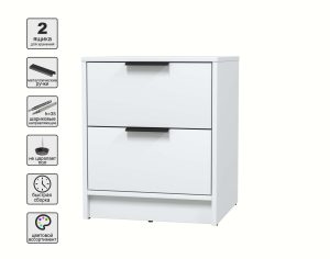 ТУМБА ПРИКРОВАТНАЯ КТ-ТК1-57 (БЕЛЫЙ ЛДСП/ БЕЛЫЙ ПЛАТИНУМ ЛДСП) Ш477 В572 Г451