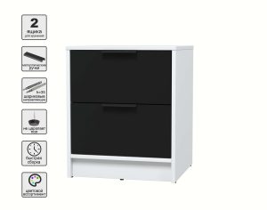 ТУМБА ПРИКРОВАТНАЯ КТ-ТК1-57 (БЕЛЫЙ ЛДСП/ ЧЕРНЫЙ ЛДСП) Ш477 В572 Г451