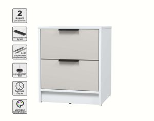 ТУМБА ПРИКРОВАТНАЯ КТ-ТК1-57 (БЕЛЫЙ ЛДСП/ ПЕРСИДСКИЙ ЖЕМЧУГ ЛДСП) Ш477 В572 Г451