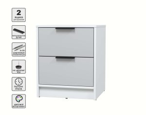 ТУМБА ПРИКРОВАТНАЯ КТ-ТК1-57 (БЕЛЫЙ ЛДСП/ СЕРЫЙ ЛДСП) Ш477 В572 Г451