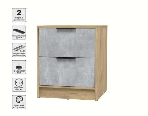 ТУМБА ПРИКРОВАТНАЯ КТ-ТК1-57 (ДУБ ЗОЛОТОЙ ЛДСП/ БЕТОН ЛДСП) Ш477 В572 Г451