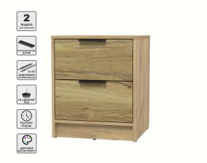 ТУМБА ПРИКРОВАТНАЯ КТ-ТК1-57 (ДУБ ЗОЛОТОЙ ЛДСП/ ДУБ НОКС ЛДСП) Ш477 В572 Г451