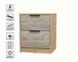 ТУМБА ПРИКРОВАТНАЯ КТ-ТК1-57 (ДУБ ЗОЛОТОЙ ЛДСП/ ДУБ СЕРЫЙ ЛДСП) Ш477 В572 Г451