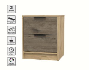 ТУМБА ПРИКРОВАТНАЯ КТ-ТК1-57 (ДУБ ЗОЛОТОЙ ЛДСП/ ДУБ ВЕЛЛИНГТОН ЛДСП) Ш477 В572 Г451