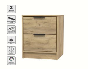 ТУМБА ПРИКРОВАТНАЯ КТ-ТК1-57 (ДУБ ЗОЛОТОЙ ЛДСП/ ДУБ ЗОЛОТОЙ ЛДСП) Ш477 В572 Г451