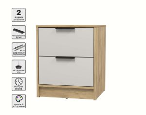 ТУМБА ПРИКРОВАТНАЯ КТ-ТК1-57 (ДУБ ЗОЛОТОЙ ЛДСП/ ПЕРСИДСКИЙ ЖЕМЧУГ ЛДСП) Ш477 В572 Г451