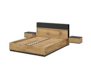 НАБОР МЕБЕЛИ ДЛЯ СПАЛЬНИ QUARTZ-16 Ш2666 В943 Г2216 (ДУБ НОКС/ ЧЕРНЫЙ)