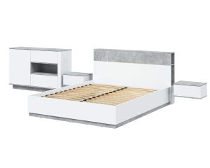 НАБОР МЕБЕЛИ ДЛЯ СПАЛЬНИ QUARTZ-15 Ш4066 В943 Г2216 (БЕЛЫЙ ПЛАТИНУМ/ БЕТОН)