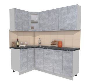 ГОТОВАЯ КУХНЯ МИЛА 1,2X2,0 (БЕТОН/ БЕТОН)