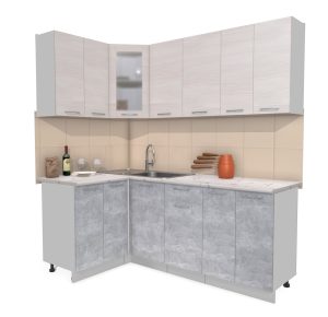 ГОТОВАЯ КУХНЯ МИЛА 1,2X2,0 (ВУДЛАЙН КРЕМОВЫЙ/ БЕТОН)