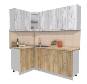 ГОТОВАЯ КУХНЯ МИЛА 1,2X2,0 (ДУБ БЕЛЫЙ/ ДУБ ЗОЛОТОЙ)