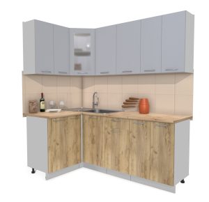 ГОТОВАЯ КУХНЯ МИЛА 1,2X2,0 (СЕРЕБРО/ ДУБ ЗОЛОТОЙ)