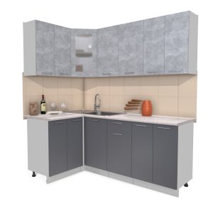 ГОТОВАЯ КУХНЯ МИЛА 1,2X2,0 (БЕТОН/ АНТРАЦИТ)