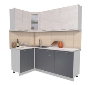 ГОТОВАЯ КУХНЯ МИЛА 1,2X2,0 (ВУДЛАЙН КРЕМОВЫЙ/ АНТРАЦИТ)