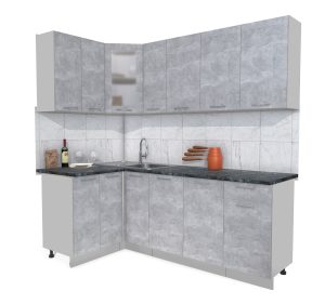 ГОТОВАЯ КУХНЯ МИЛА 1,2X2,1 (БЕТОН/ БЕТОН)