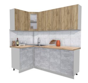 ГОТОВАЯ КУХНЯ МИЛА 1,2X2,1 (ДУБ ЗОЛОТОЙ/ БЕТОН)