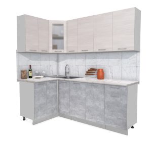 ГОТОВАЯ КУХНЯ МИЛА 1,2X2,1 (ВУДЛАЙН КРЕМОВЫЙ/ БЕТОН)