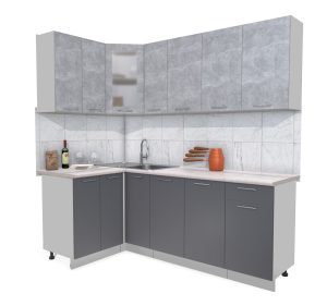 ГОТОВАЯ КУХНЯ МИЛА 1,2X2,1 (БЕТОН/ АНТРАЦИТ)