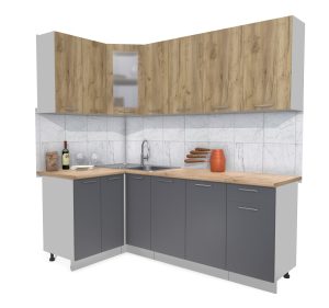 ГОТОВАЯ КУХНЯ МИЛА 1,2X2,1 (ДУБ ЗОЛОТОЙ/ АНТРАЦИТ)