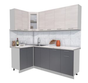 ГОТОВАЯ КУХНЯ МИЛА 1,2X2,1 (ВУДЛАЙН КРЕМОВЫЙ/ АНТРАЦИТ)