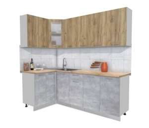 ГОТОВАЯ КУХНЯ МИЛА 1,2X2,2 (ДУБ ЗОЛОТОЙ/ БЕТОН)