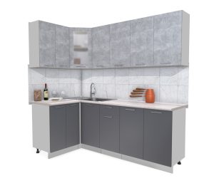 ГОТОВАЯ КУХНЯ МИЛА 1,2X2,2 (БЕТОН/ АНТРАЦИТ)