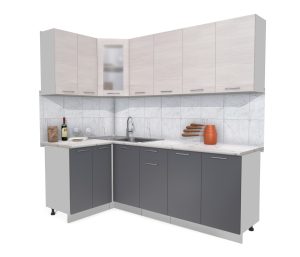 ГОТОВАЯ КУХНЯ МИЛА 1,2X2,2 (ВУДЛАЙН КРЕМОВЫЙ/ АНТРАЦИТ)