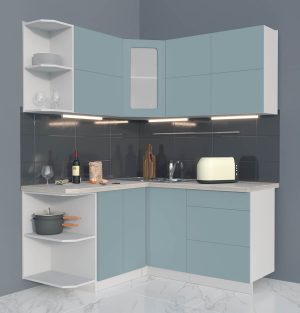 ГОТОВАЯ КУХНЯ МАТТЕ SOFT-TOUCH 1,5Х1,6А (ОКЕАН/ ОКЕАН)