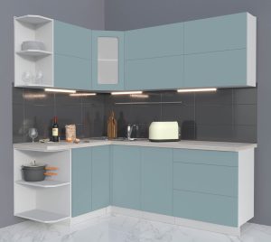 ГОТОВАЯ КУХНЯ МАТТЕ SOFT-TOUCH 1,5Х2,1А (ОКЕАН/ ОКЕАН)