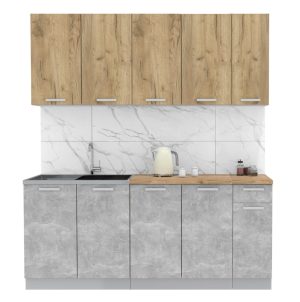 ГОТОВАЯ КУХНЯ ЛАЙТ 1,9 (ДУБ ЗОЛОТОЙ/ БЕТОН)