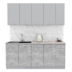 ГОТОВАЯ КУХНЯ ЛАЙТ 1,9 (СЕРЕБРО/ БЕТОН)