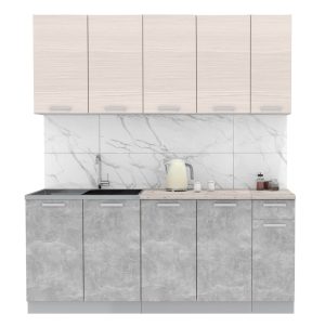 ГОТОВАЯ КУХНЯ ЛАЙТ 1,9 (ВУДЛАЙН КРЕМОВЫЙ/ БЕТОН)