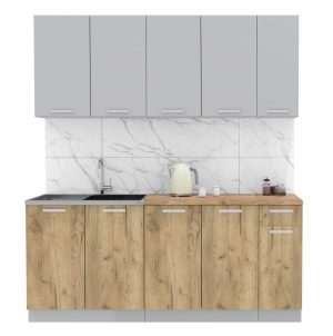 ГОТОВАЯ КУХНЯ ЛАЙТ 1,9 (СЕРЕБРО/ ДУБ ЗОЛОТОЙ)