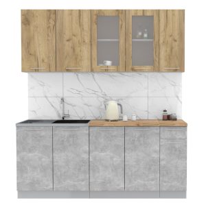 ГОТОВАЯ КУХНЯ МИЛА 1,9 (ДУБ ЗОЛОТОЙ/ БЕТОН)